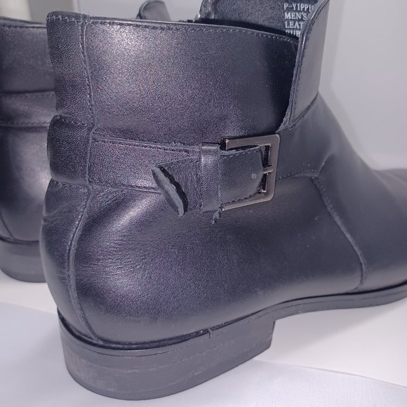 Steve Madden Black Leather Men's Zipper Ankle Boots size 9 - Picture 6 of 13